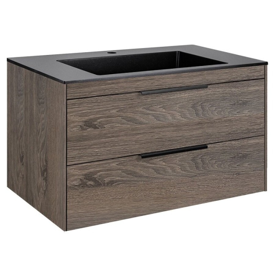 Тумба под раковину Vincea Chiara 2D 80 см, подвесная, темный дуб R.Oak, VMC-2C2800RO