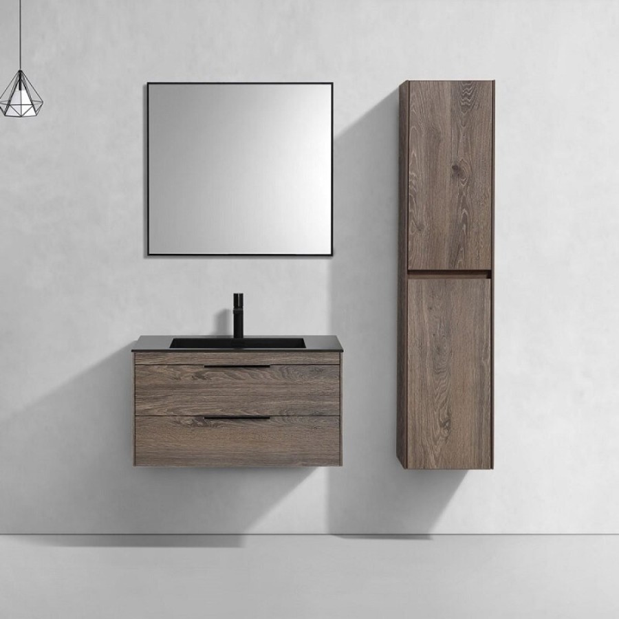 Тумба под раковину Vincea Chiara 2D 80 см, подвесная, темный дуб R.Oak, VMC-2C2800RO