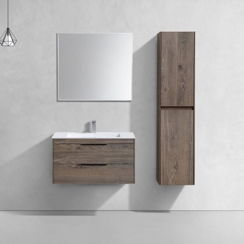 Тумба под раковину Vincea Chiara 2D 80 см, подвесная, темный дуб R.Oak, VMC-2C2800RO
