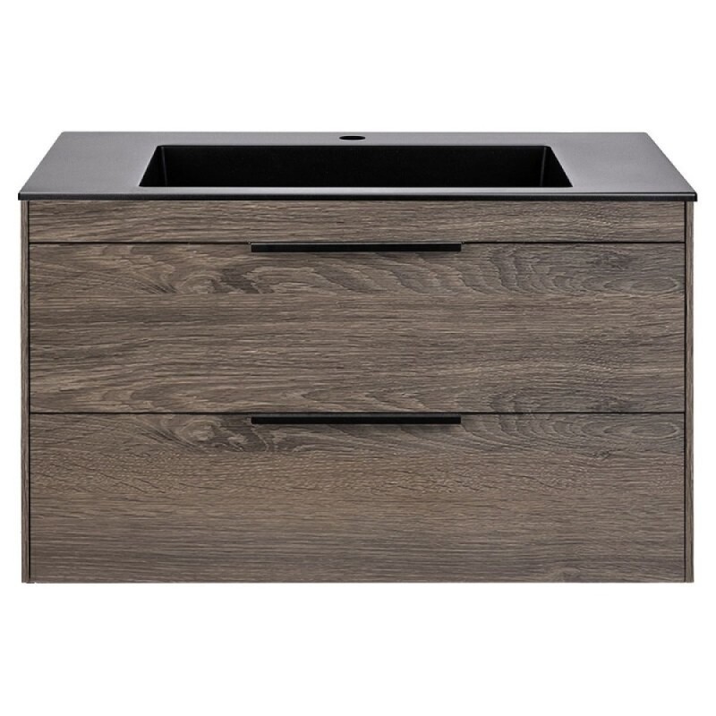 Тумба под раковину Vincea Chiara 2D 80 см, подвесная, темный дуб R.Oak, VMC-2C2800RO