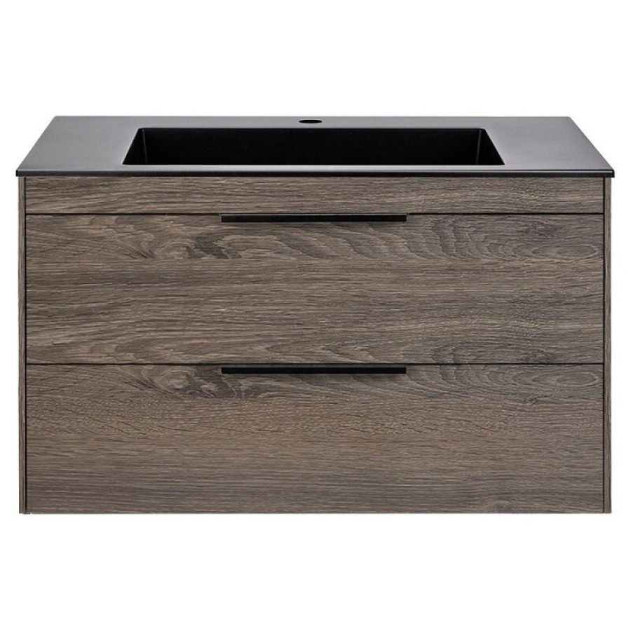 Тумба под раковину Vincea Chiara 2D 80 см, подвесная, темный дуб R.Oak, VMC-2C2800RO