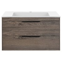 Тумба под раковину Vincea Chiara 2D 80 см, подвесная, темный дуб R.Oak, VMC-2C2800RO