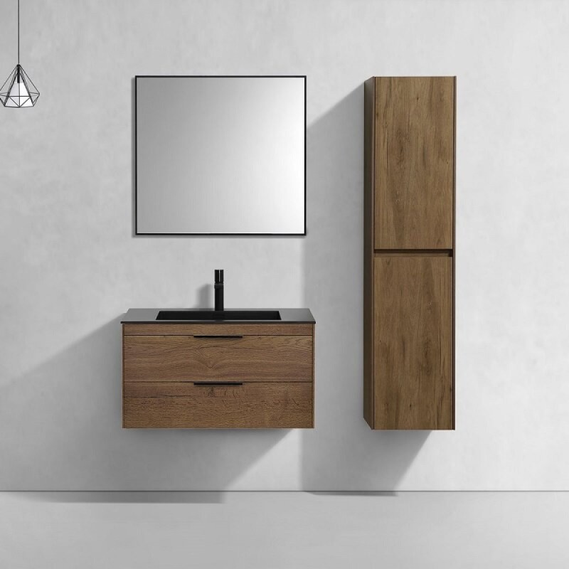 Тумба под раковину Vincea Chiara 2D 80 см, подвесная, дуб табак T.Oak, VMC-2C2800TO