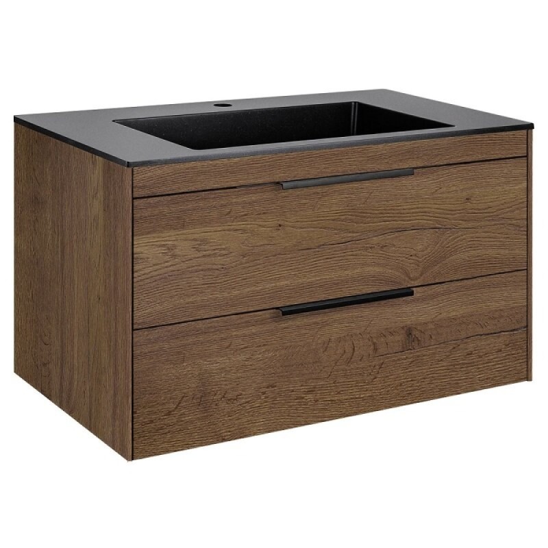 Тумба под раковину Vincea Chiara 2D 80 см, подвесная, дуб табак T.Oak, VMC-2C2800TO