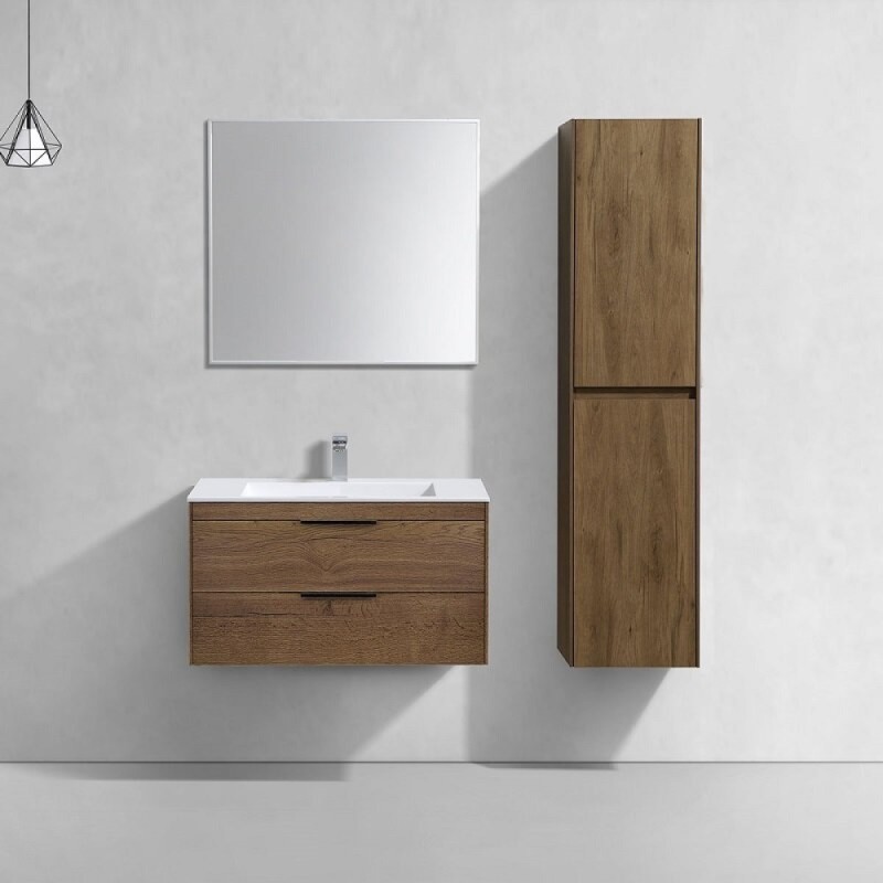 Тумба под раковину Vincea Chiara 2D 80 см, подвесная, дуб табак T.Oak, VMC-2C2800TO