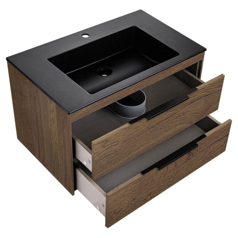 Тумба под раковину Vincea Chiara 2D 80 см, подвесная, дуб табак T.Oak, VMC-2C2800TO