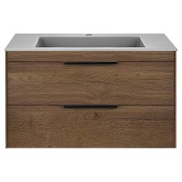 Тумба под раковину Vincea Chiara 2D 80 см, подвесная, дуб табак T.Oak, VMC-2C2800TO