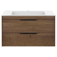 Тумба под раковину Vincea Chiara 2D 80 см, подвесная, дуб табак T.Oak, VMC-2C2800TO