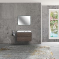 Тумба под раковину Vincea Gio 80 см, подвесная, темно-коричневый (R.Oak), VMC-2G800RO