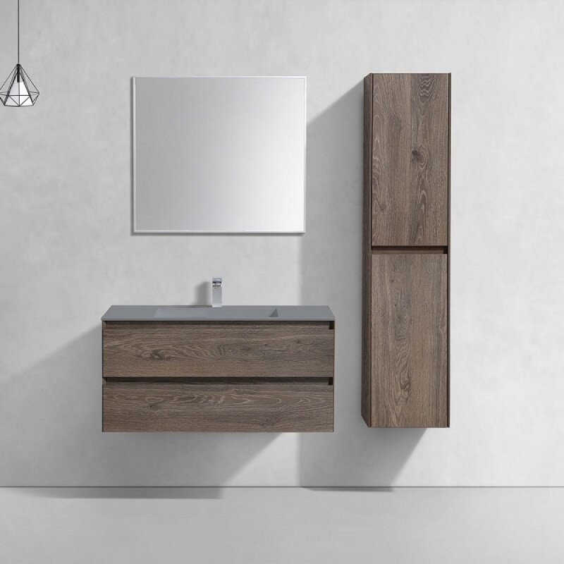 Тумба под раковину Vincea Luka 100 см, подвесная, темный дуб R.Oak, VMC-2L100RO