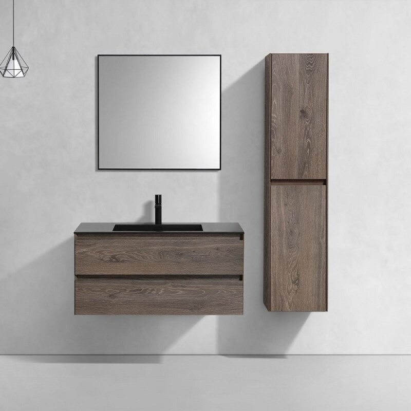 Тумба под раковину Vincea Luka 100 см, подвесная, темный дуб R.Oak, VMC-2L100RO