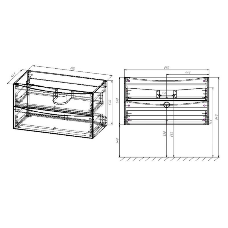 Тумба под раковину Vincea Mia 90 см, подвесная, дуб винтаж, VMC-2MA900VO