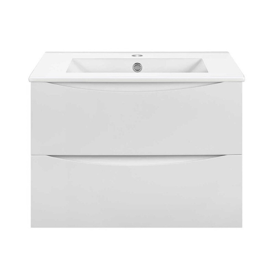 Тумба под раковину Vincea Mia Slim 60 см, подвесная, белый глянцевый, VMC-2MC600S1GW