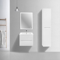 Тумба под раковину Vincea Mia Slim 60 см, подвесная, белый глянцевый, VMC-2MC600S1GW