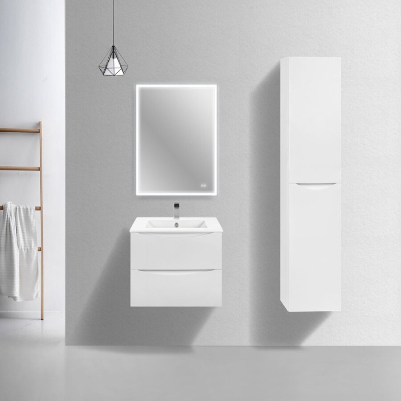 Тумба под раковину Vincea Mia Slim 60 см, подвесная, белый глянцевый, VMC-2MC600S1GW