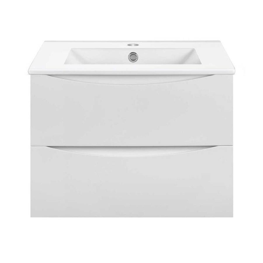 Тумба под раковину Vincea Mia Slim 70 см, подвесная, белый глянцевый, VMC-2MC700S1GW