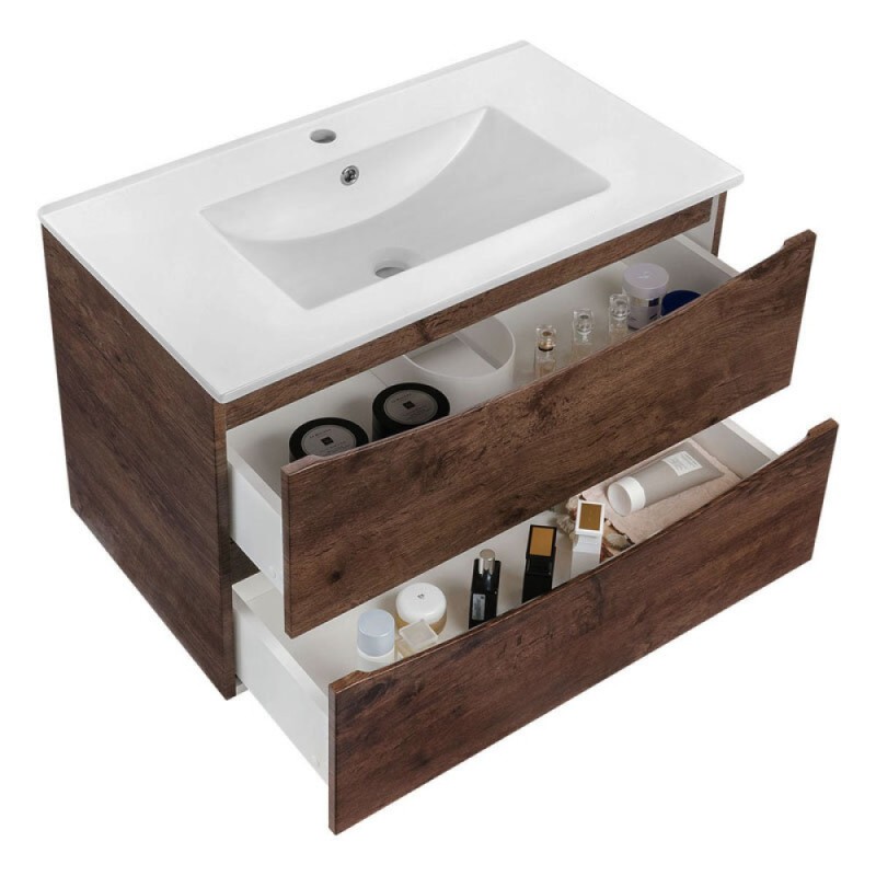 Тумба под раковину Vincea Mia 75 см, подвесная, R Wood (дерево), VMC-2MC750RW