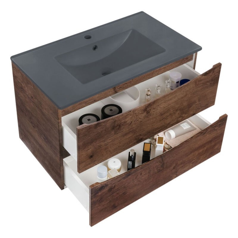 Тумба под раковину Vincea Mia 75 см, подвесная, R Wood (дерево), VMC-2MC750RW
