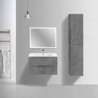 Тумба под раковину Vincea Mia Slim 80 см, подвесная, серый бетон, VMC-2MC800S1BT
