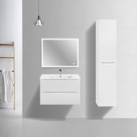 Тумба под раковину Vincea Mia Slim 80 см, подвесная, белый глянцевый, VMC-2MC800S1GW