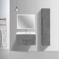 Тумба под раковину Vincea Mia Slim 90 см, подвесная, серый бетон, VMC-2MC900S1BT