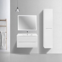 Тумба под раковину Vincea Mia Slim 90 см, подвесная, белый глянцевый, VMC-2MC900S1GW
