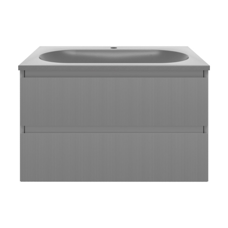 База под раковину Велле (Welle) 800 подвесная, 2 выкатных ящика микролифт, серый матовый