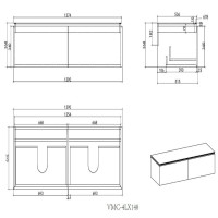Тумба под раковину Vincea Luxe VMC-4LX140WN, 140 см, подвесная, цвет натуральный орех
