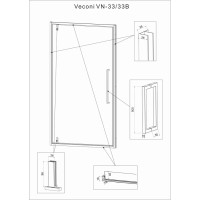 Душевая дверь Veconi Vianno 90 см распашная, стекло прозрачное, профиль черный матовый, VN33B-90-01-C7