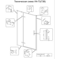 Душевая дверь Veconi Vianno 100 см распашная, стекло прозрачное, профиль черный матовый, VN73B-100-01-C4
