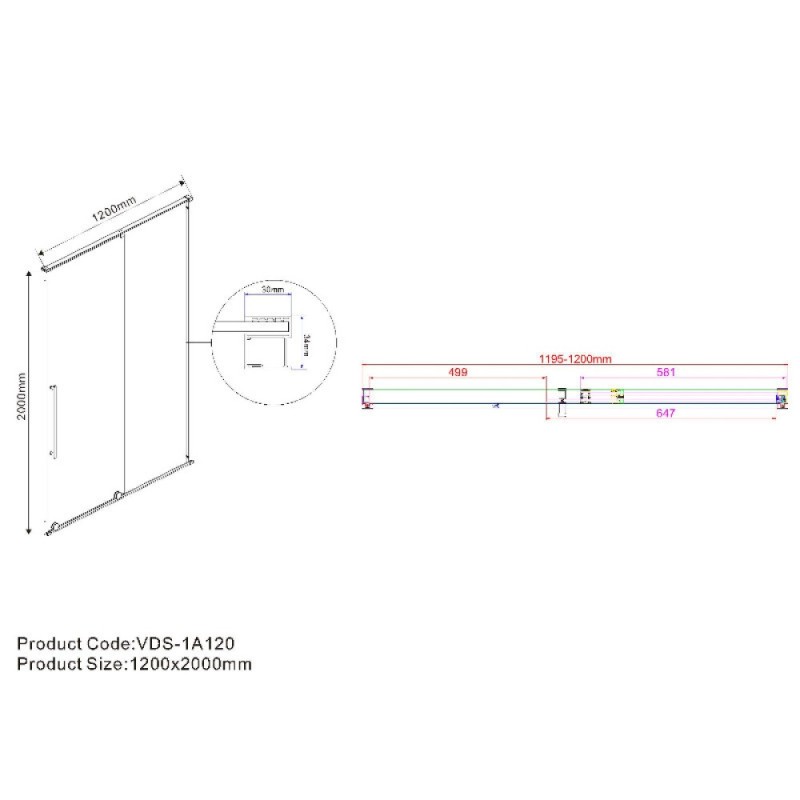 Душевая дверь Vincea Arno VPS-1A120CGB, 120 см, стекло тонированное, профиль черный