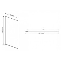 Шторка на ванну Vincea VSB 80 x 140 см распашная, стекло тонированное, черный, VSB-11800CGB