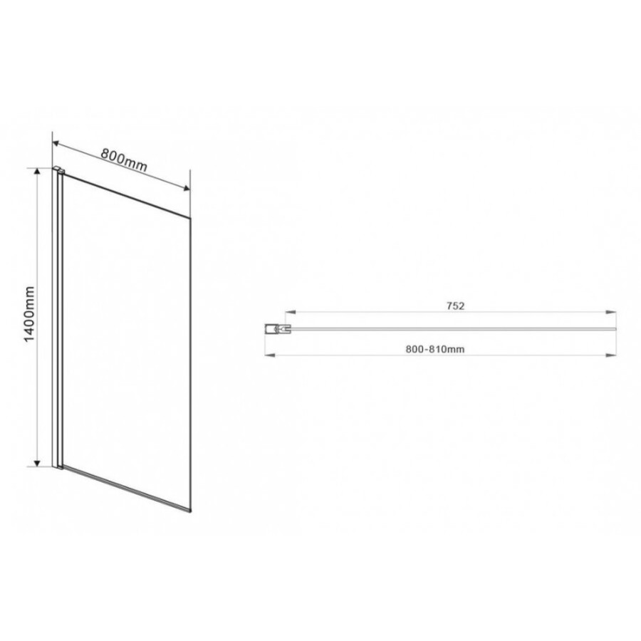 Шторка на ванну Vincea VSB 80 x 140 см распашная, стекло тонированное, черный, VSB-11800CGB
