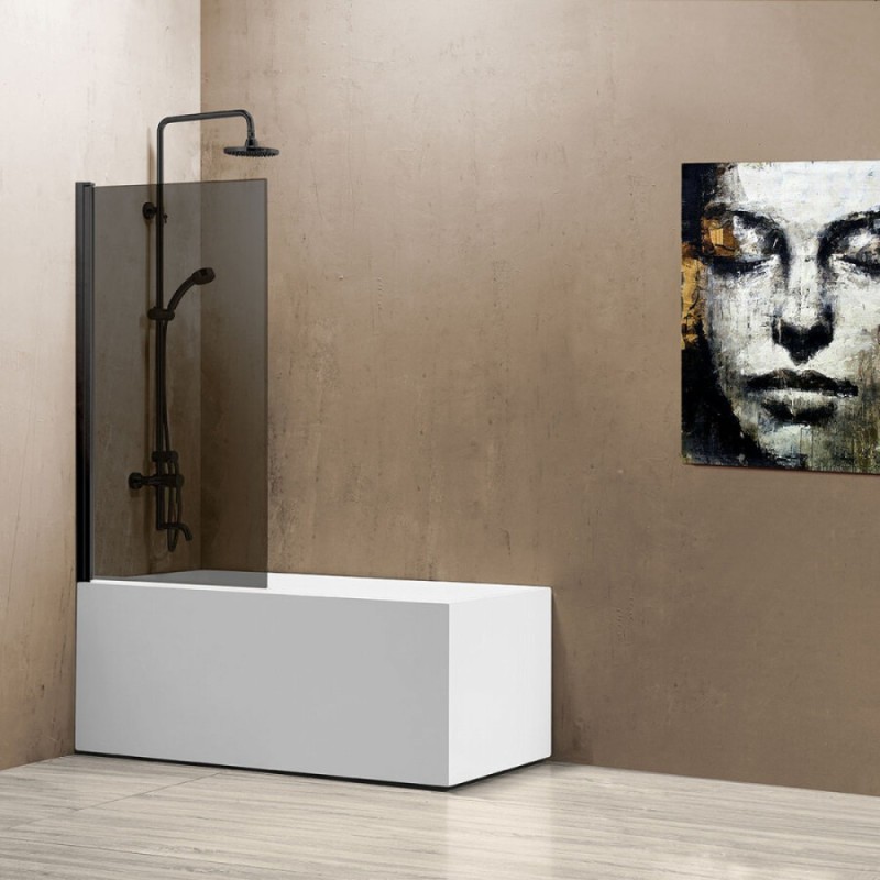 Шторка на ванну Vincea VSB 80 x 140 см распашная, стекло тонированное, черный, VSB-11800CGB