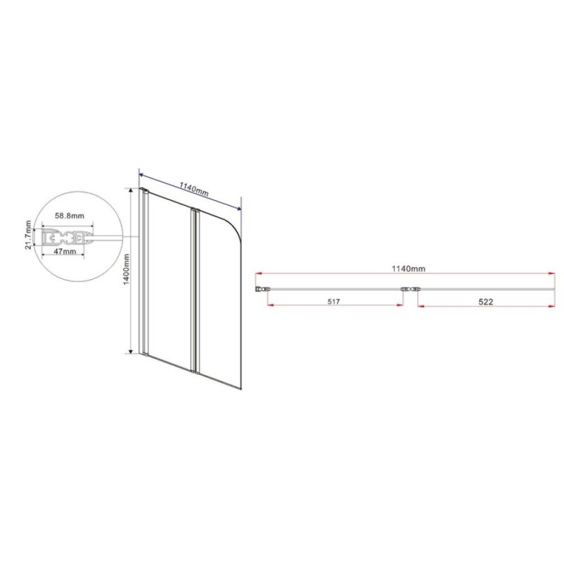 Душевая шторка на ванну Vincea VSB-12114CL 114 x 140 см, складная, стекло прозрачное, хром