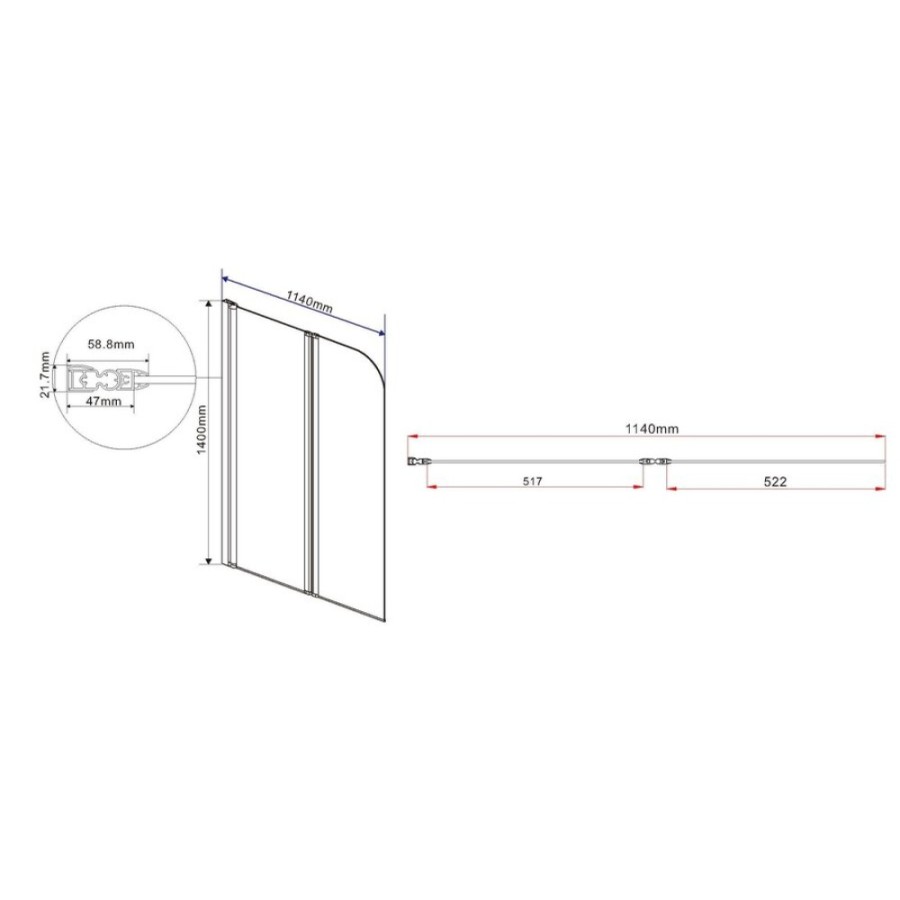 Душевая шторка на ванну Vincea VSB-12114CL 114 x 140 см, складная, стекло прозрачное, хром