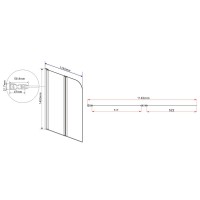 Душевая шторка на ванну Vincea 114 x 140 см, стекло прозрачное, профиль черный, VSB-12114CLB