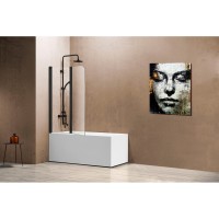 Душевая шторка на ванну Vincea 114 x 140 см, стекло прозрачное, профиль черный, VSB-12114CLB