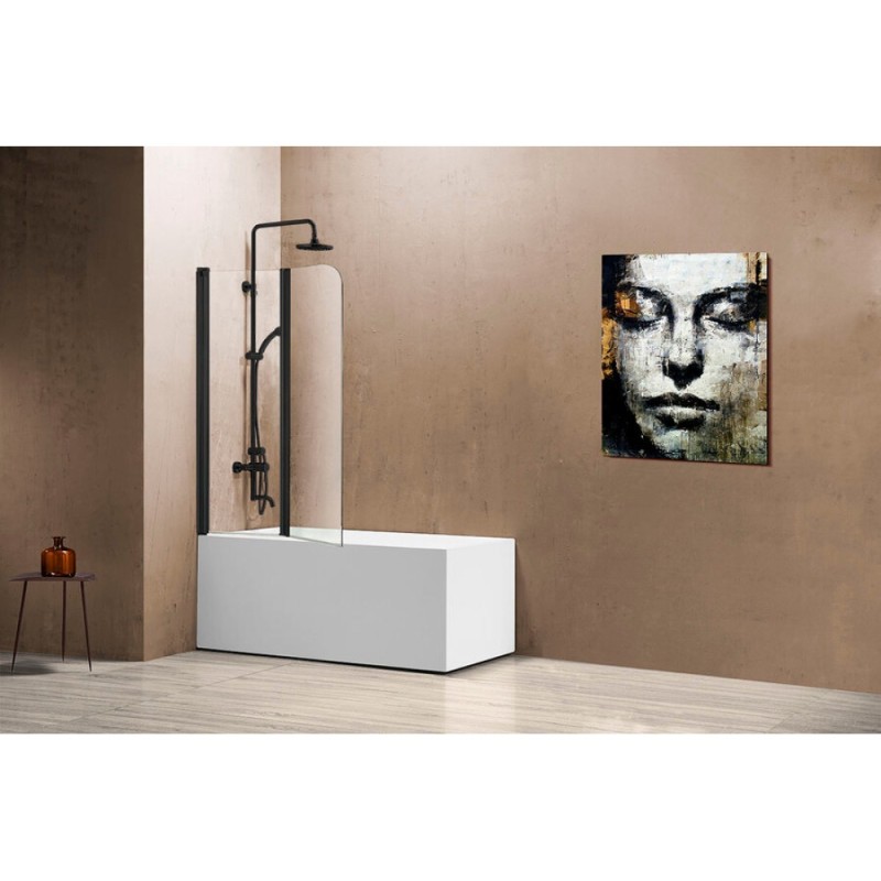 Душевая шторка на ванну Vincea 114 x 140 см, стекло прозрачное, профиль черный, VSB-12114CLB