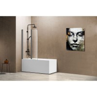 Шторка на ванну Vincea VSB-12114CLGM, 114 см, стекло прозрачное, профиль вороненая сталь, gunmetal