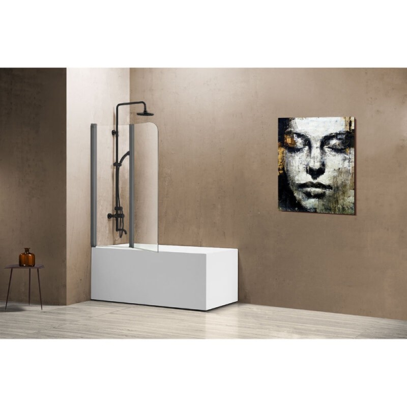 Шторка на ванну Vincea VSB-12114CLGM, 114 см, стекло прозрачное, профиль вороненая сталь, gunmetal