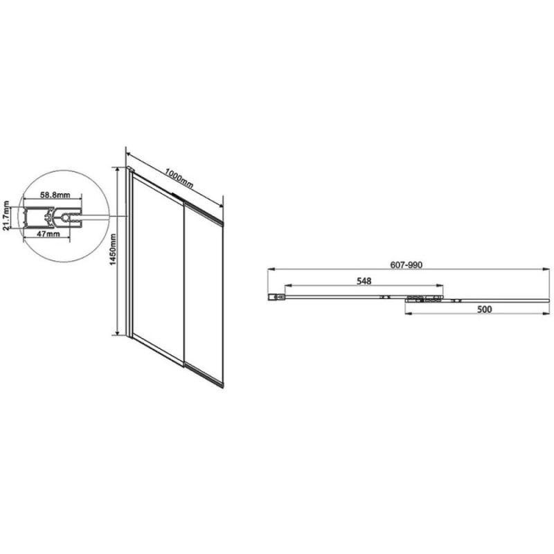 Душевая шторка на ванну Vincea 100 x 145 см, стекло тонированное, профиль хром, VSB-1E100CG