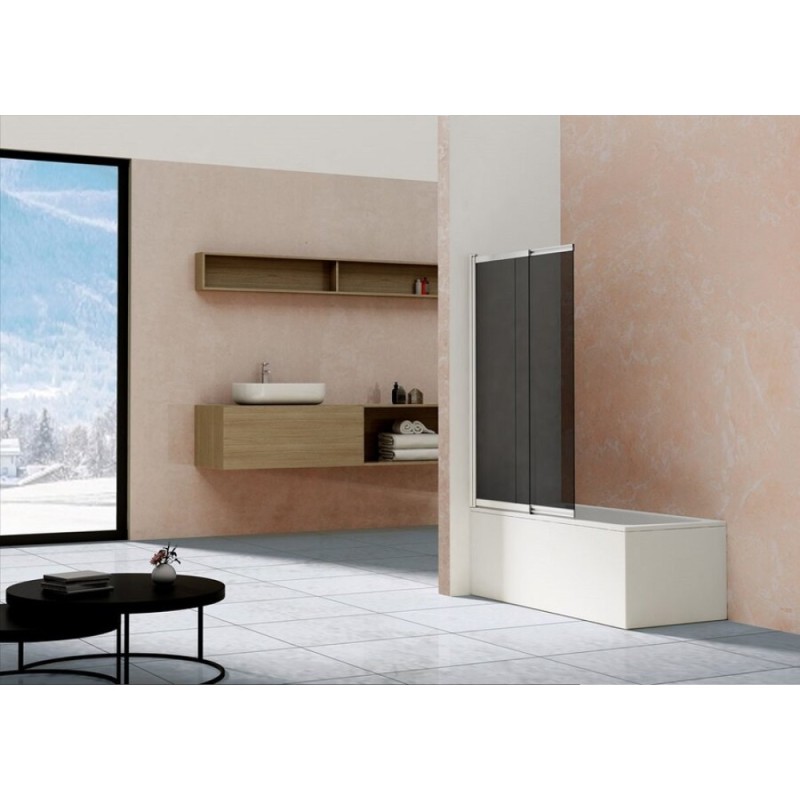 Душевая шторка на ванну Vincea 100 x 145 см, стекло тонированное, профиль хром, VSB-1E100CG