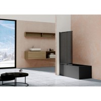 Шторка на ванну Vincea VSB-1E 100 x 145 см раздвижная, стекло тонированное, черный матовый, VSB-1E100CGB