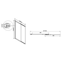 Шторка на ванну Vincea VSB-1E 100 x 145 см раздвижная, стекло тонированное, черный матовый, VSB-1E100CGB