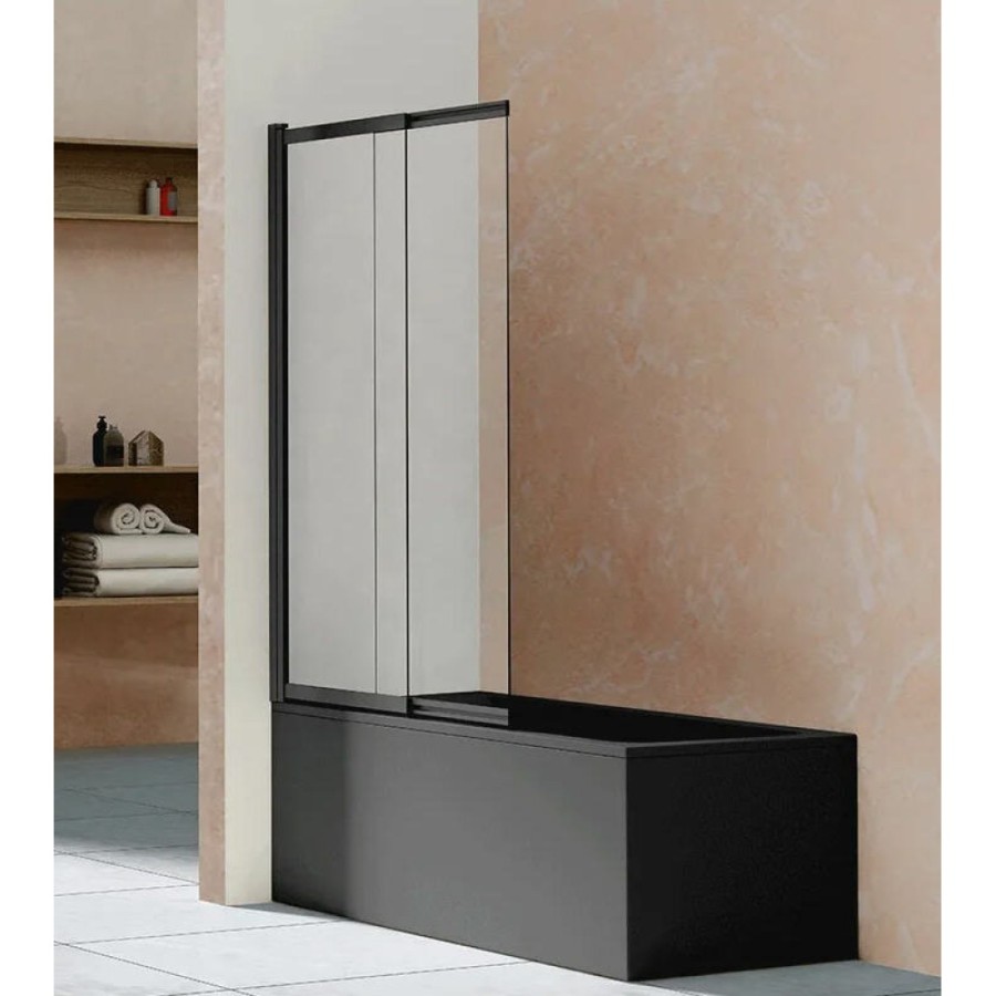 Душевая шторка на ванну Vincea 100 x 145 см, стекло прозрачное, профиль чёрный матовый, VSB-1E100CLB