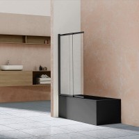 Душевая шторка на ванну Vincea 100 x 145 см, стекло прозрачное, профиль чёрный матовый, VSB-1E100CLB