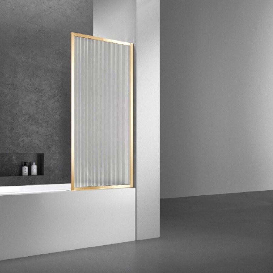 Шторка на ванну Vincea VSB-41700FLG, 70 см, стекло рифленое, профиль брашированное золото