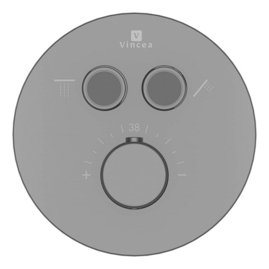 Смеситель Vincea VSCV-322T-MGM для душа, термостатический, на 2 потребителя, воронёная сталь, gunmetal