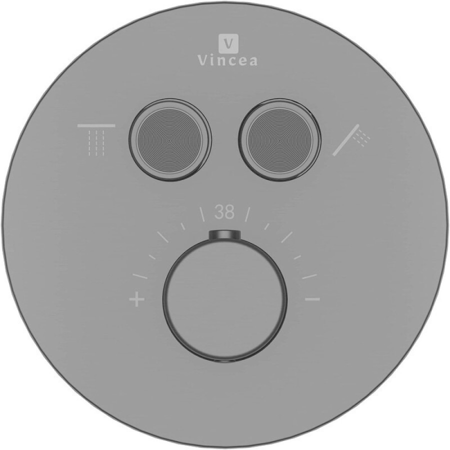 Смеситель Vincea VSCV-322T-MGM для душа, термостатический, на 2 потребителя, воронёная сталь, gunmetal